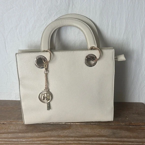 Badgley Mischka Cream Tote with Gold Details - Picture 1 of 9